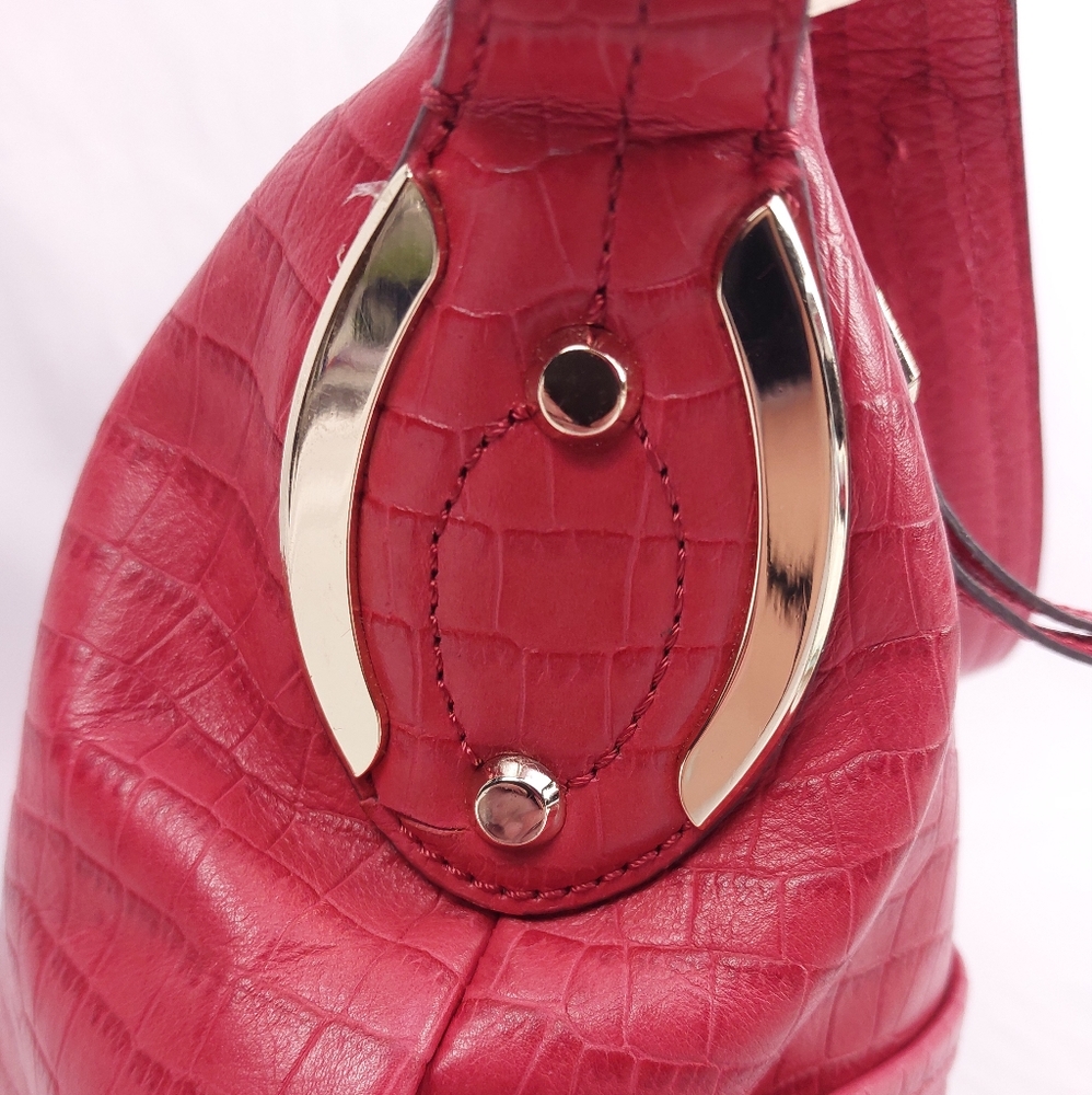 Makowsky Leather Handbag - Crocodile Embossed - Never Used - Color Salmon - Picture 2 of 7